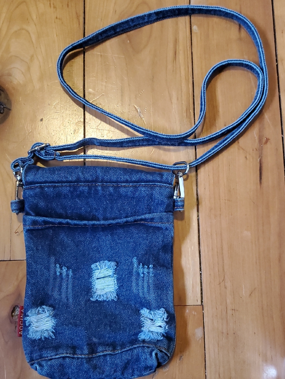 AOCINA Small Denim Crossbody Bag with Light Blue Lining